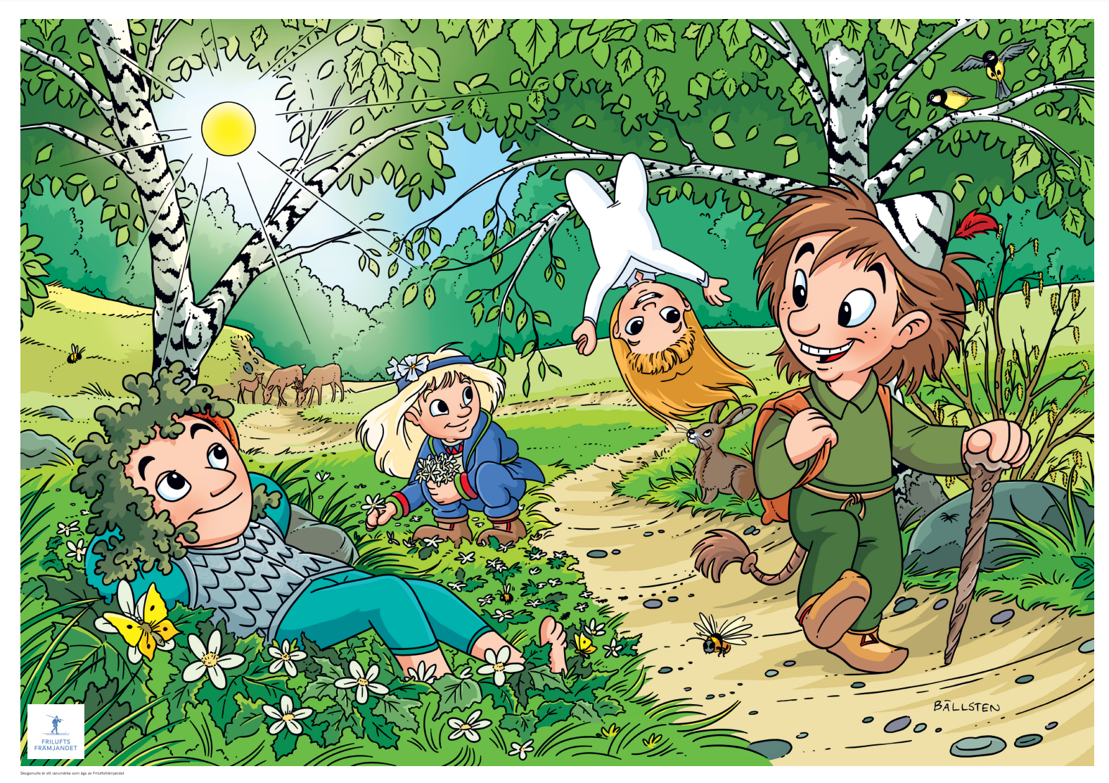 Våraffisch med Skogsmulle och hans vänner