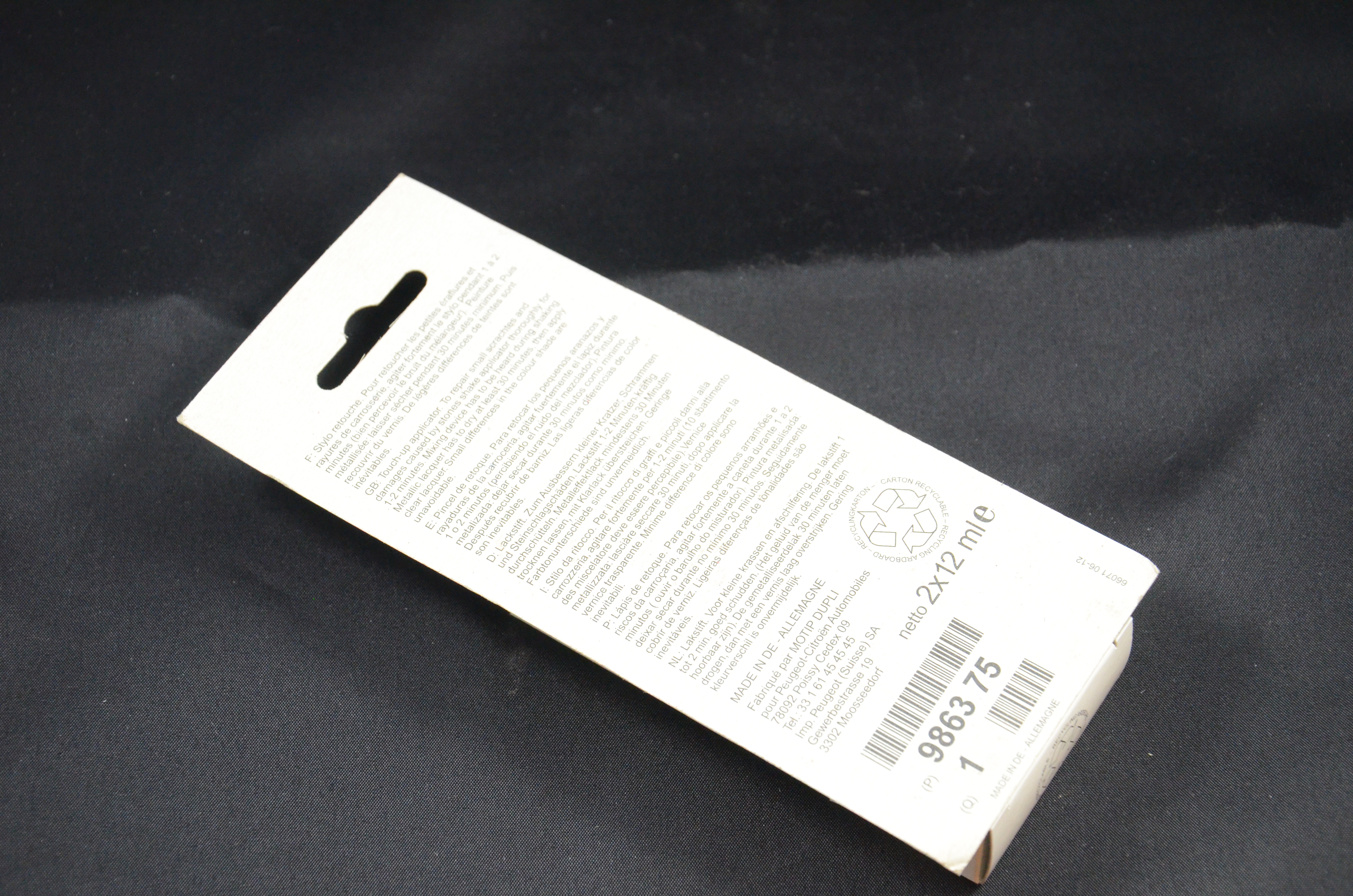 Peugeot Citroen DS VARN PAINT PEN 986375 - Tariff 8708299000 - 2