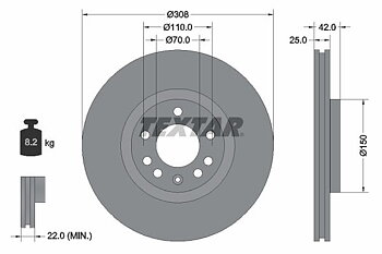 TEXTAR Bromsskivor 308mm