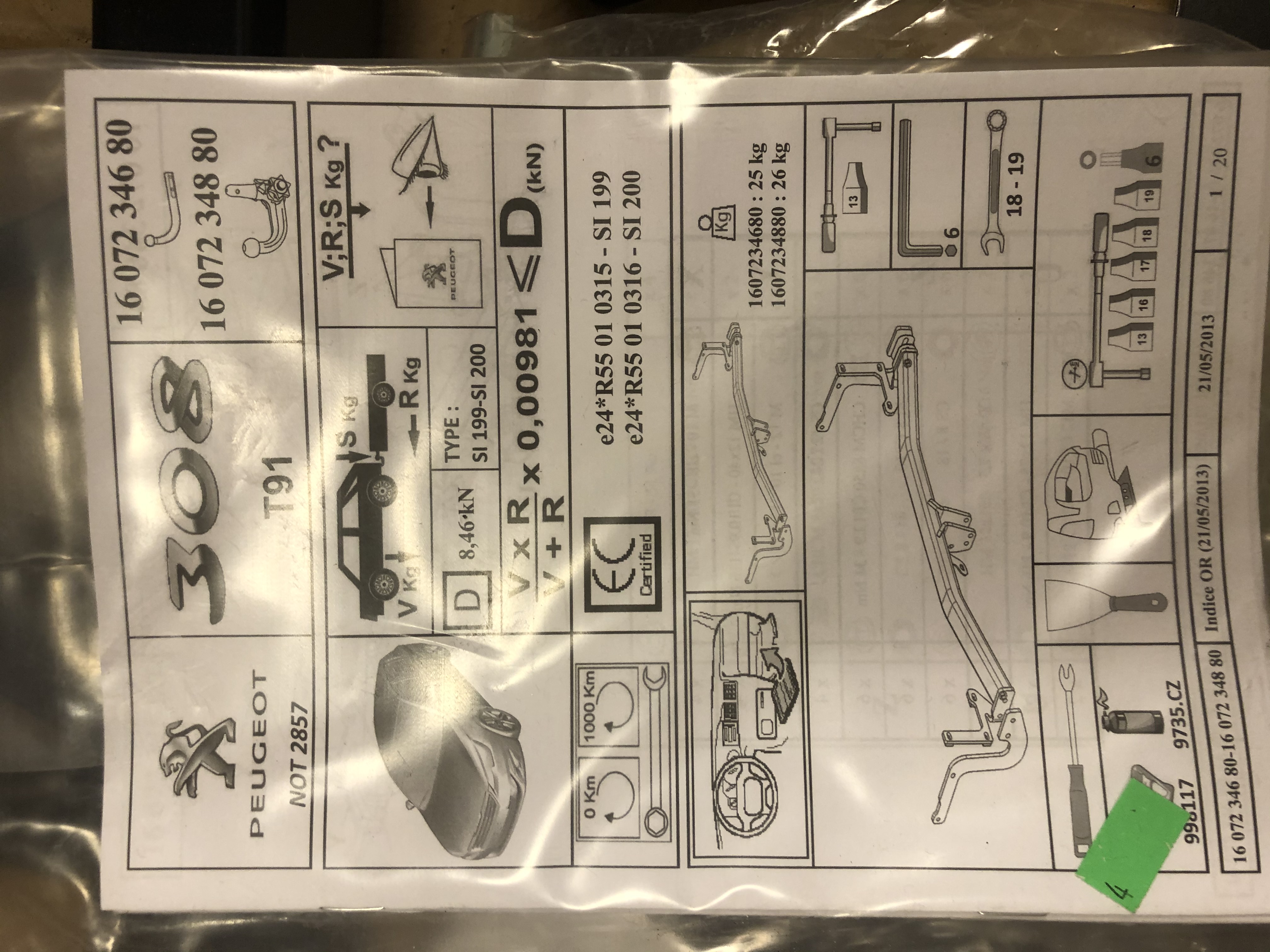 Peugeot 308 SW Dragkrok avtagbar - 2