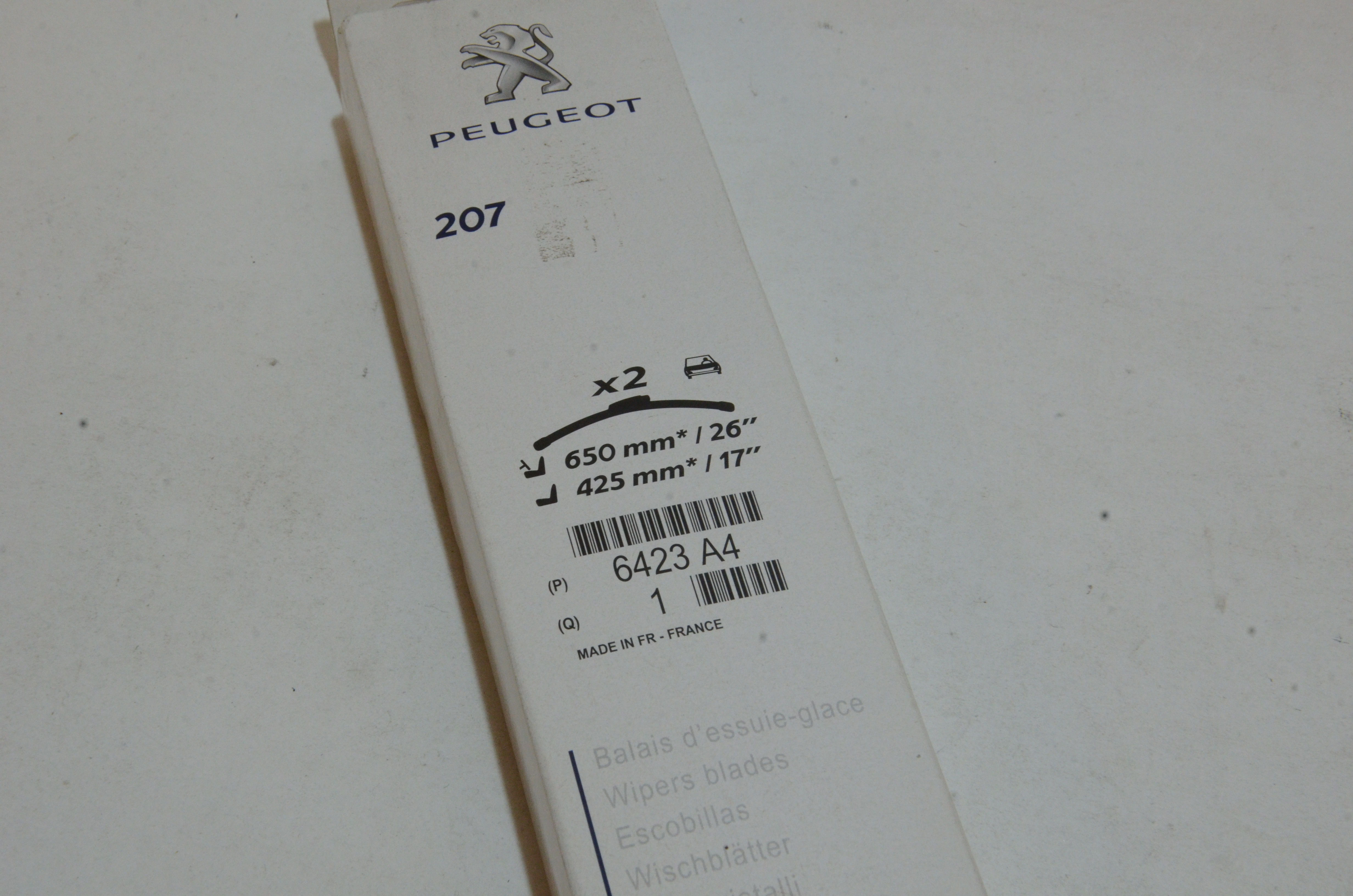Peugeot 207 2 Platta Torklad sats 650mm+425mm