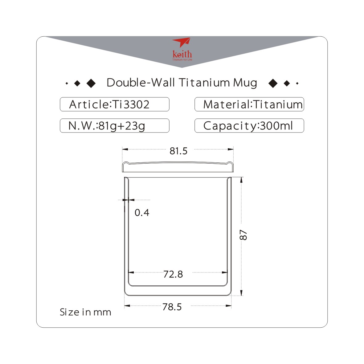 Keith Titanium Double-Wall Mugg 300ml - 5