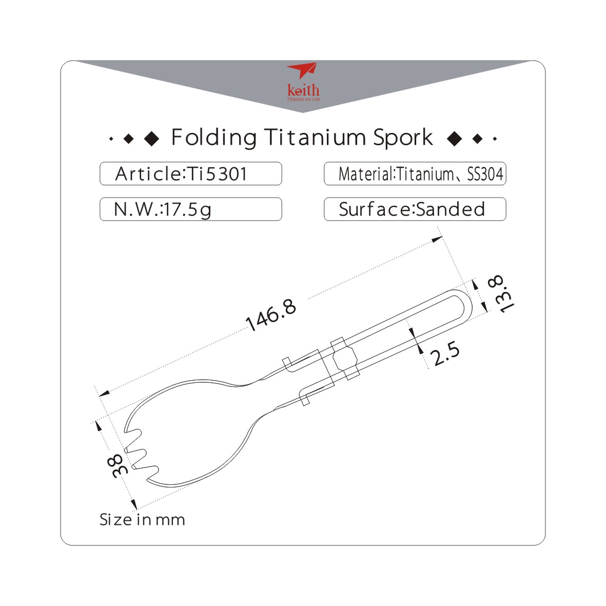 Folding Titanium Spork - 6