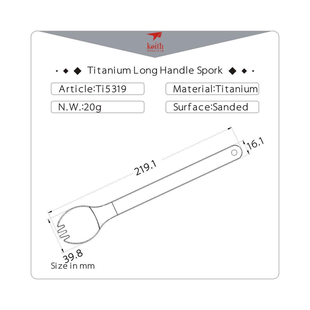 Titanium Long Handle Spork  - 4