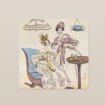 Coaster - Två damer, ljusblå fåtölj