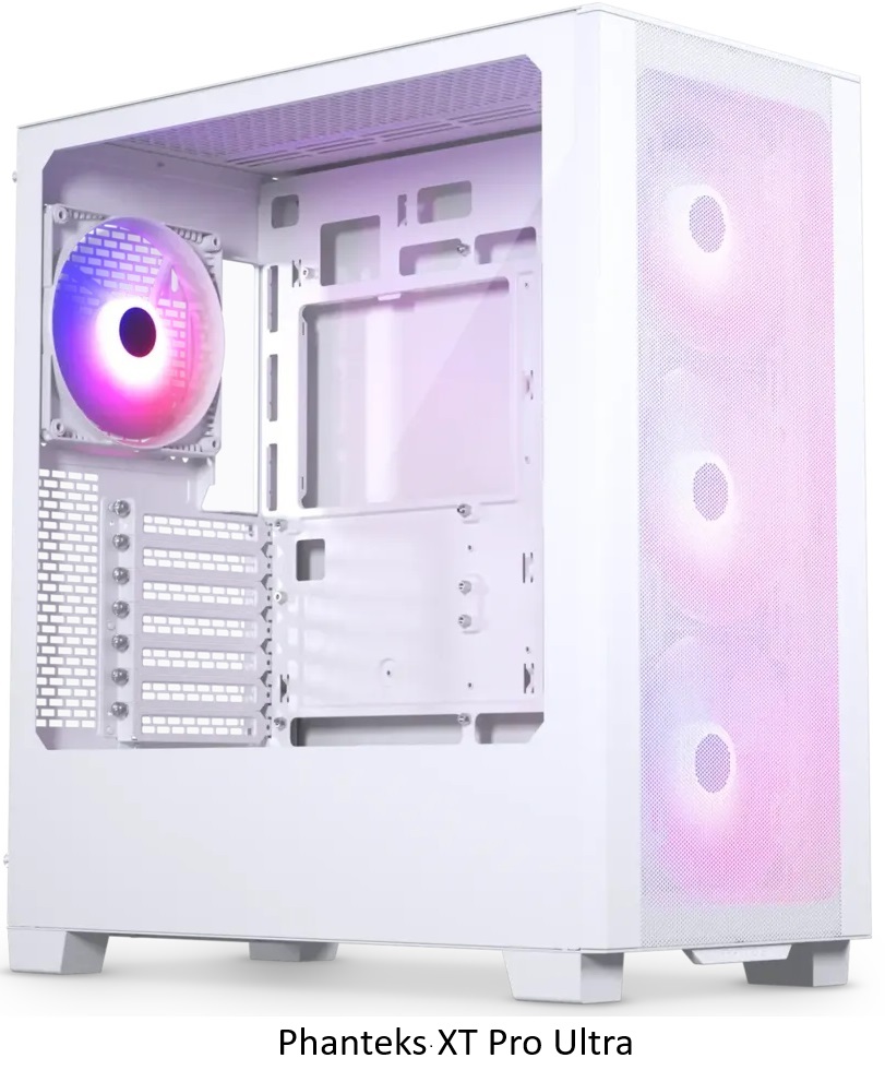 Phanteks XT Pro Ultra ATX (Vit) med 4 st ARGB-chassifläktar (3 st fram, 1 st bak)