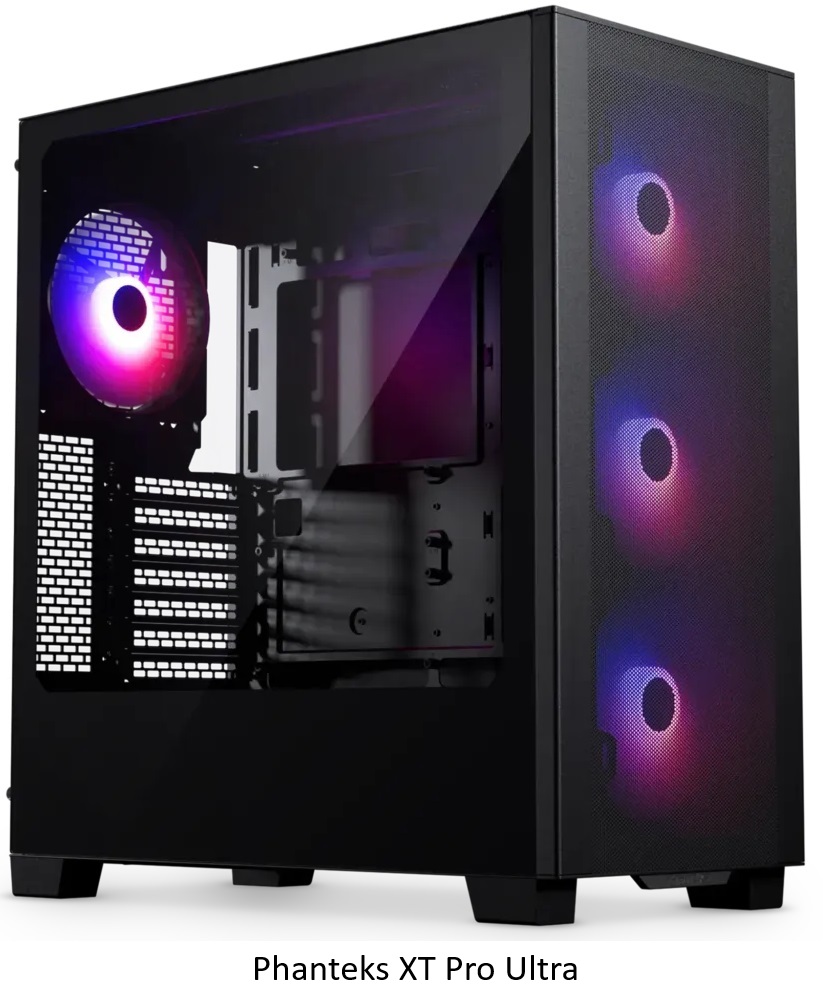 Phanteks XT Pro Ultra ATX (Svart) med 4 st ARGB-chassifläktar (3 st fram, 1 st bak)