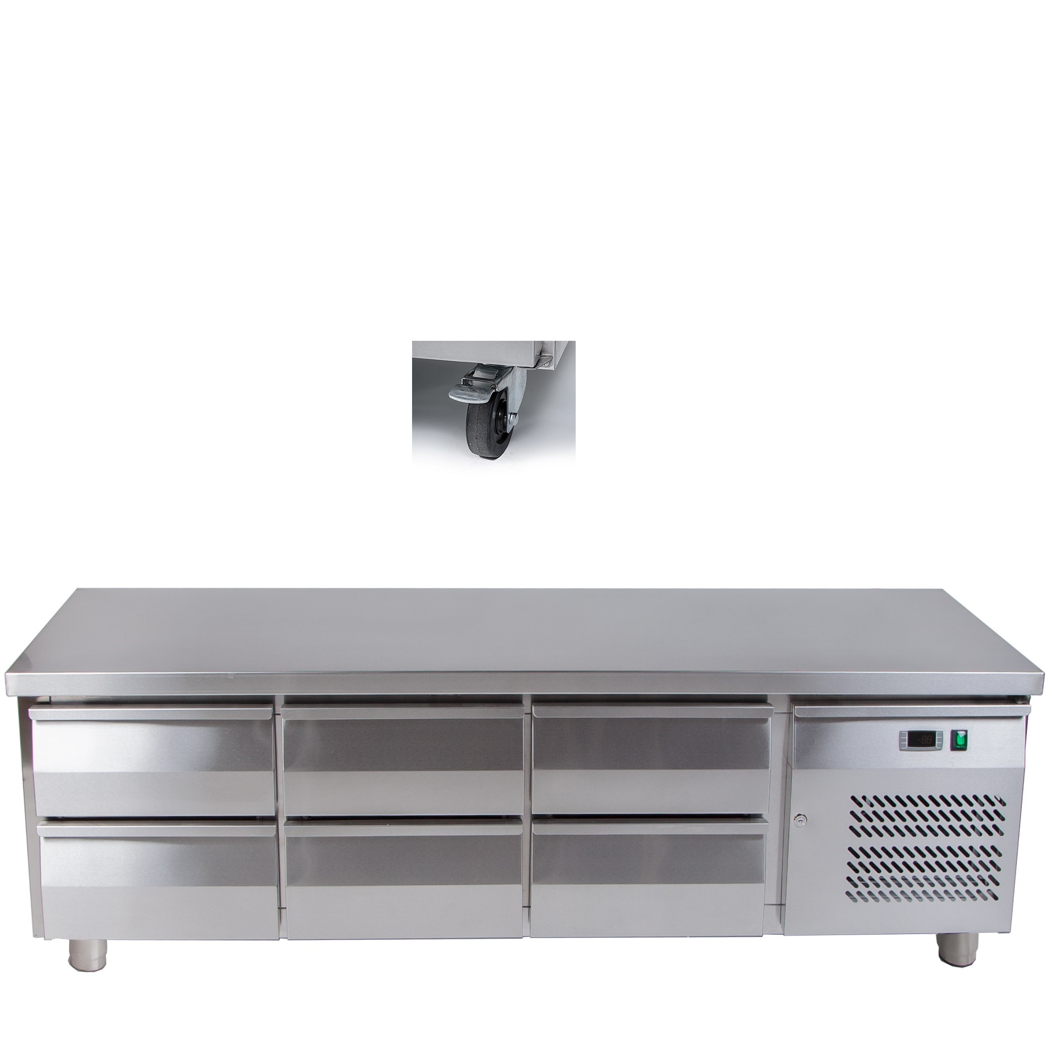 Grillkylbänk 1795x700x650 mm med 6st draglådor GN - 2