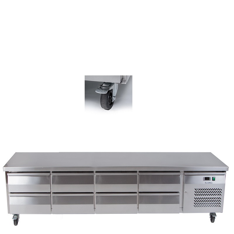 Grillkylbänk 2230x700x650 mm med 8st draglådor GN - 2