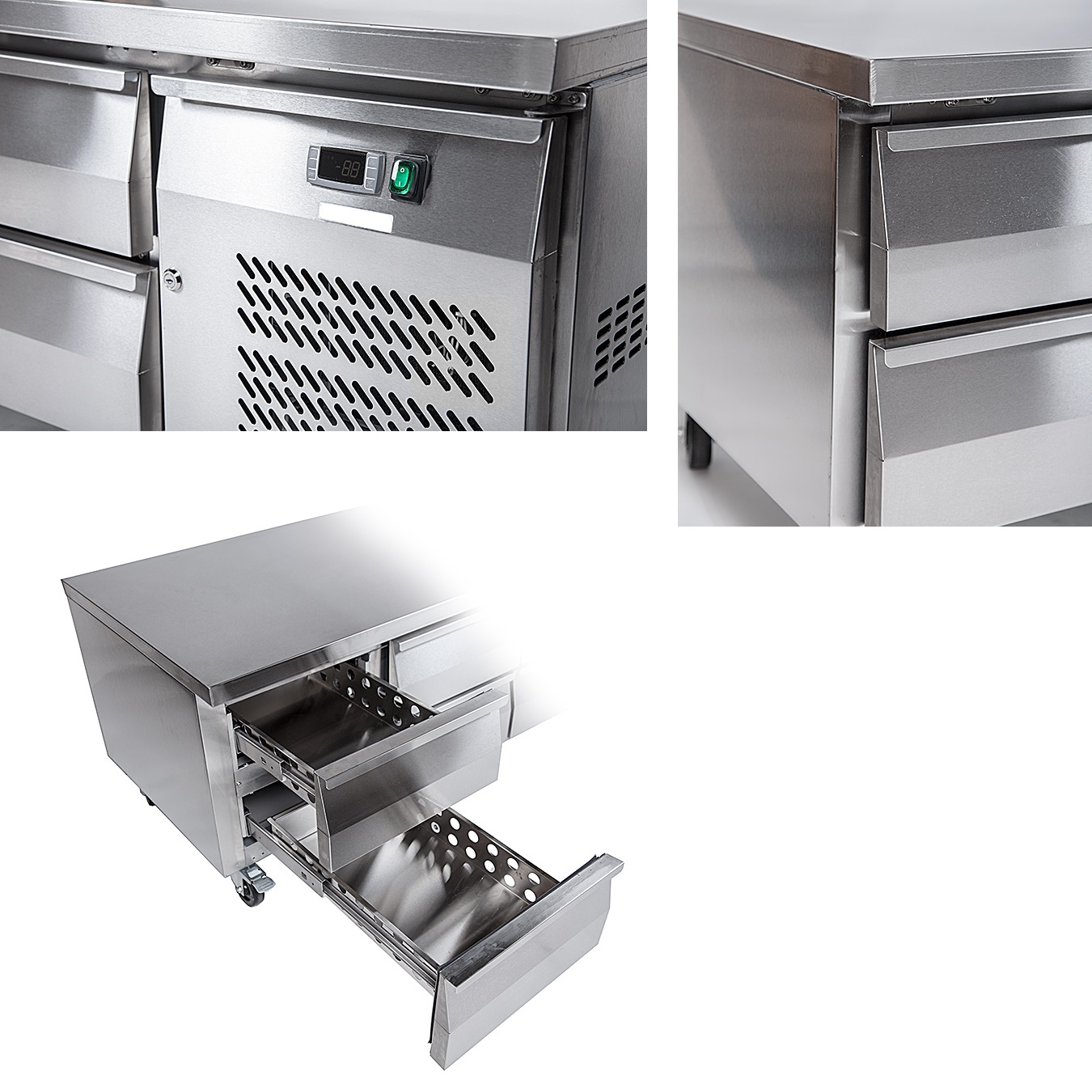 Grillkylbänk 2230x700x650 mm med 8st draglådor GN - 3