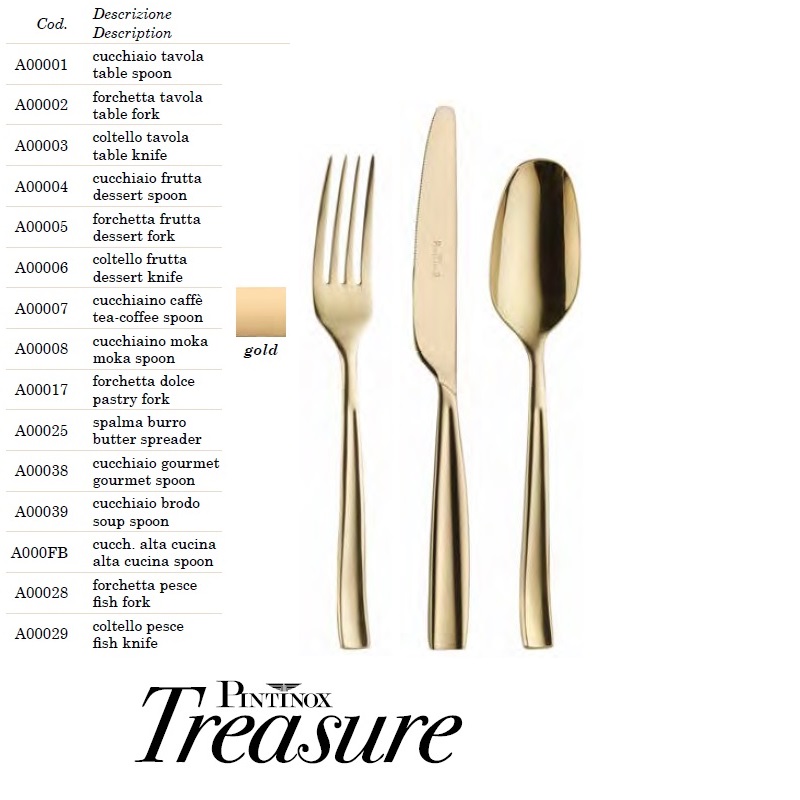 Bestick INFINITO PVD Treasure gold forged - Cod.19  - 2