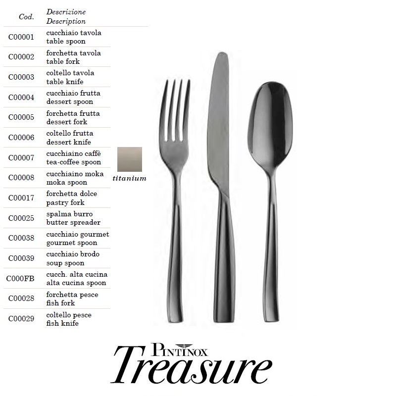 Bestick INFINITO PVD Treasure titanium forged - Cod.19  - 2