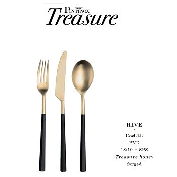 Bestick Hive PVD + SPS Treasure honey forged Pintinox 2L-