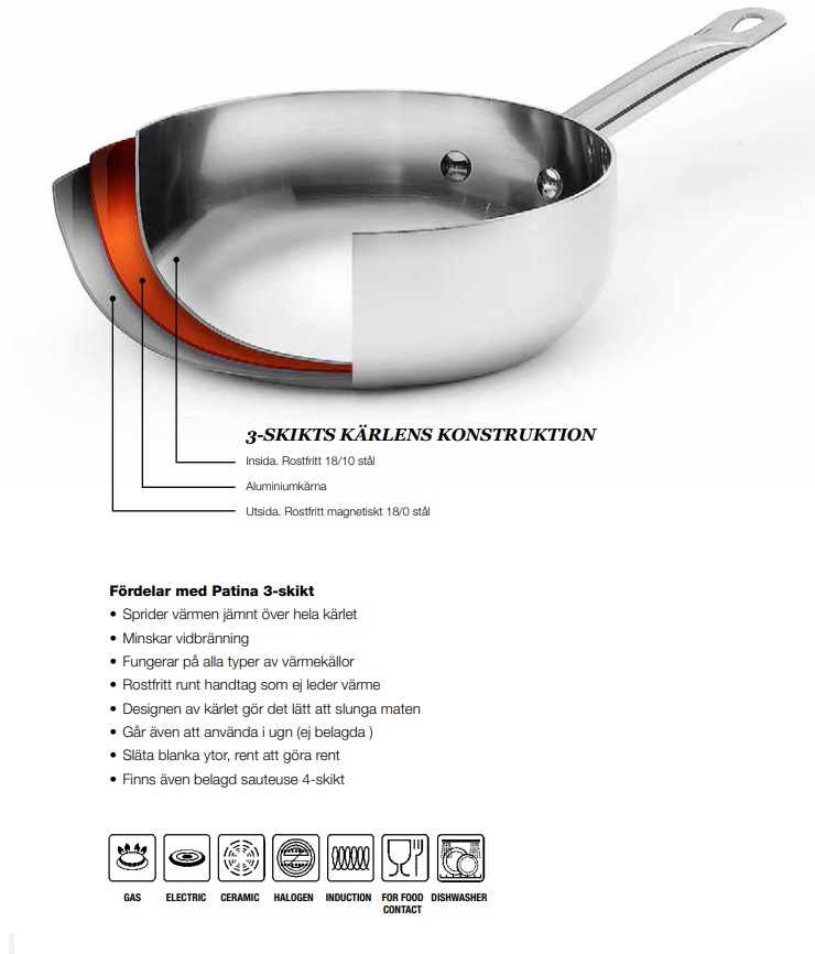 Sauteuse 3 skikt Rostfritt Patina - 2