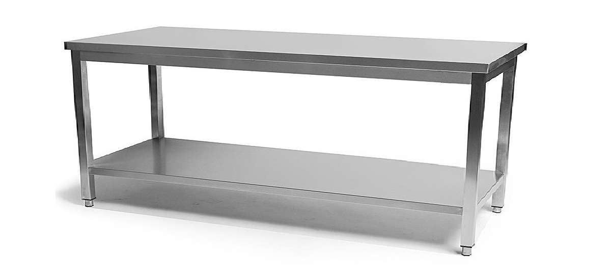 Arbetsbänk 600 mm djup Rostfri slät toppskiva + underhylla - 4