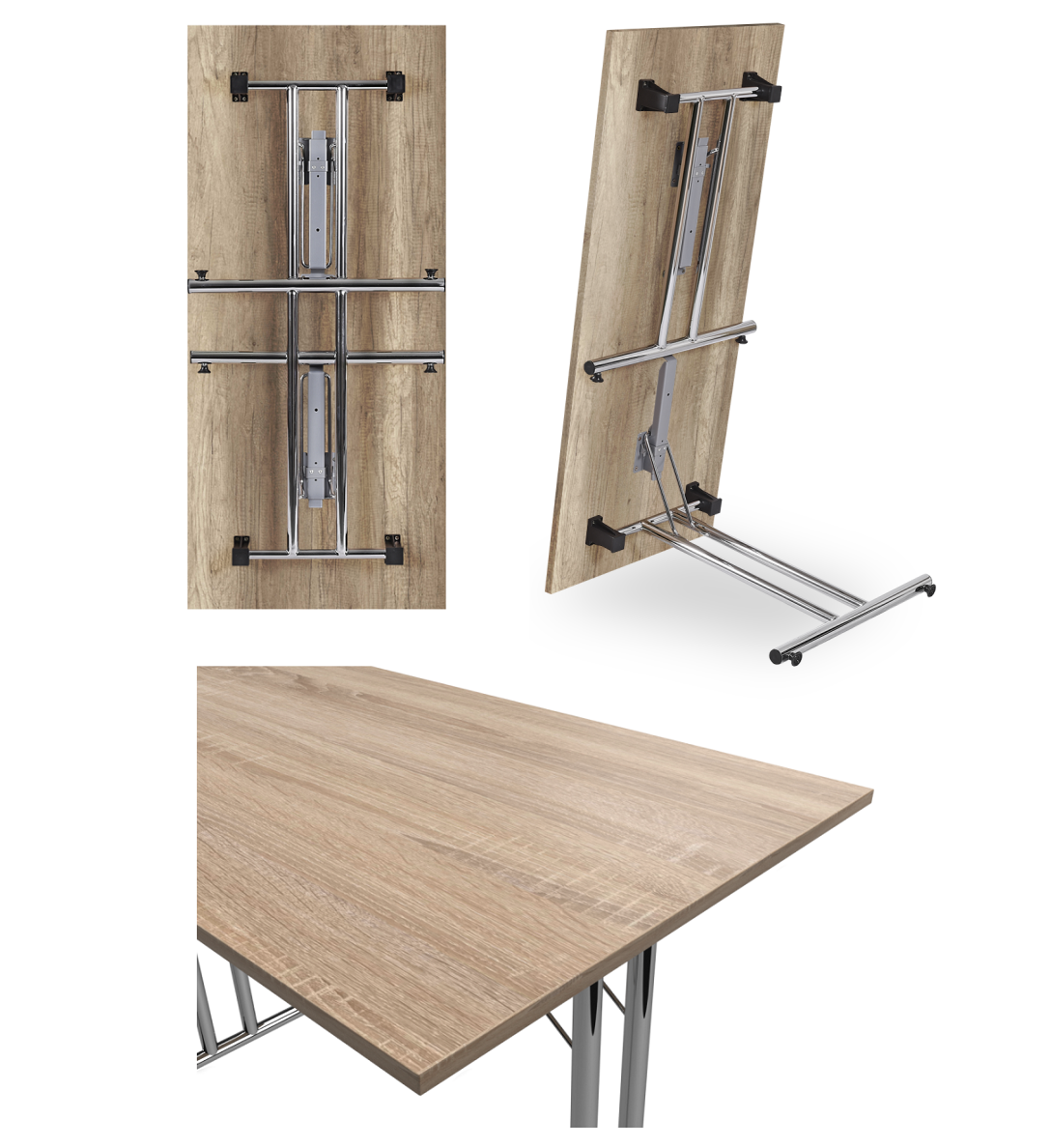 Fällbara konferensbord krom L 160 cm FOLD - bordsskiva 28mm  - 2