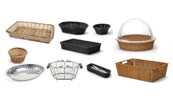 Korgar i polypropenplast, pil och metall,..
