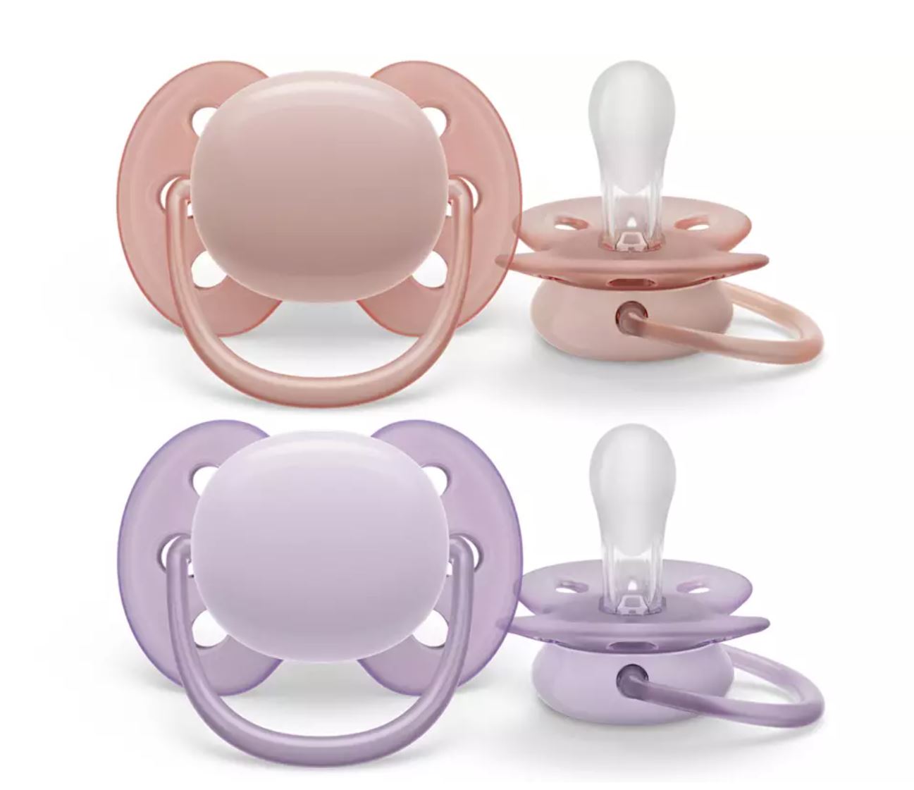 Soother Ultra Soft 0-6m 2 pack Rosa/Lila - Philips Avent