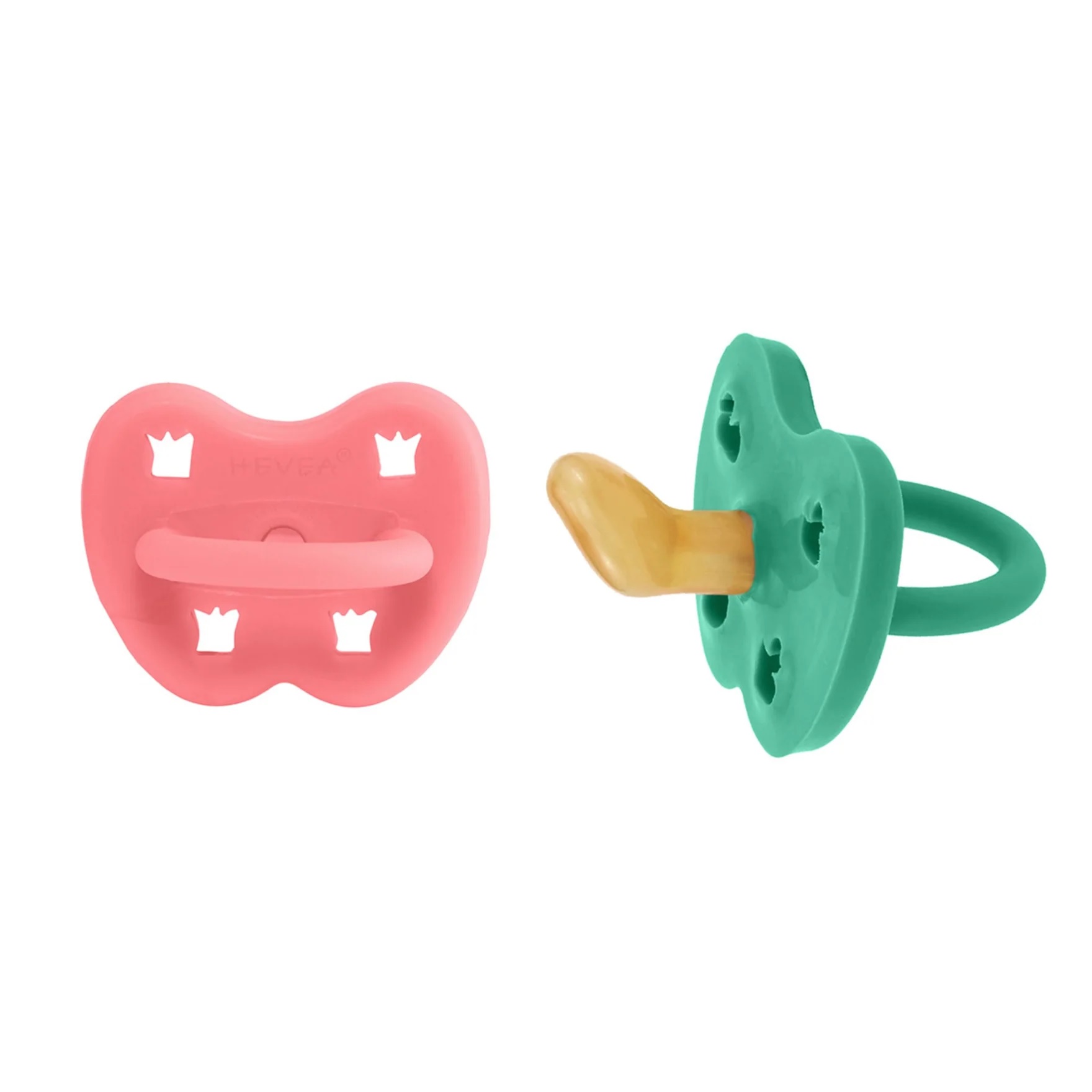 Naturgumminapp - Tulip Pink & Pop of Green, 3-36 mån Ortodontisk 2-pack - Hevea