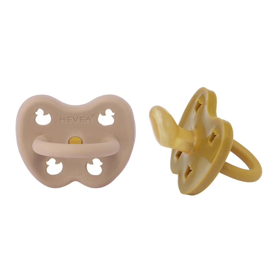 Naturgumminapp - Golden Honey & Tan Beige, 3-36 mån Ortodontisk 2-pack - Hevea