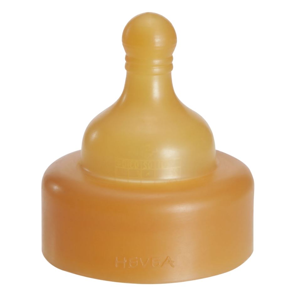 Hevea - Dinapp Wide Neck i Naturgummi, Slow Flow 0-3 mån