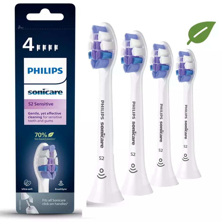 4-pack Philips Sonicare S2 Sensitive Soniska tandborsthuvuden i standardutförande HX6054/10