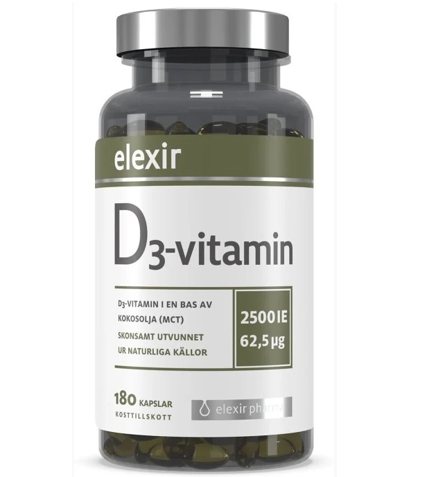 Elexir D3-vitamin 2500 IE 180 kapslar
