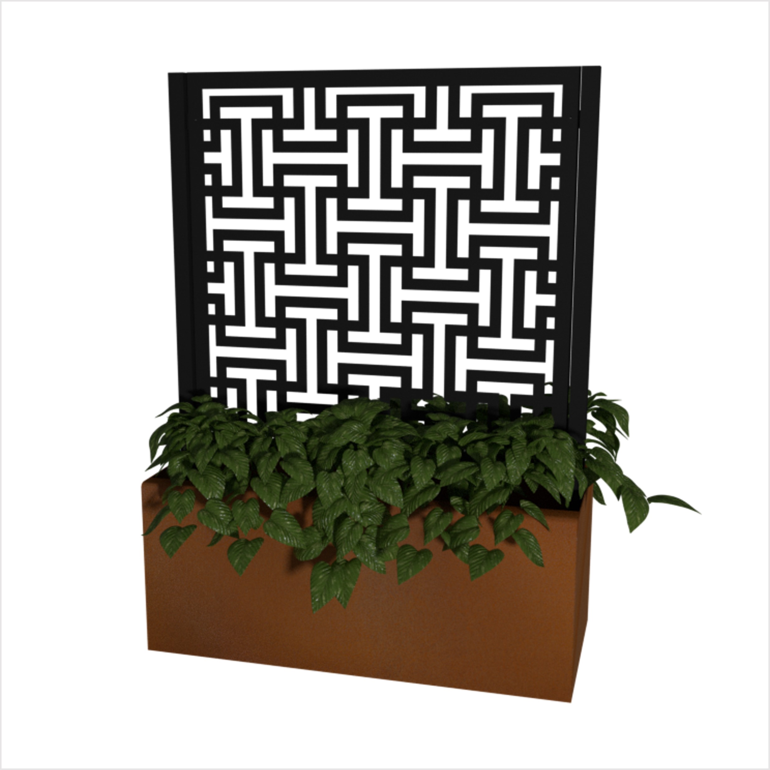 Skärmvägg med blomlåda - STÅLMILJÖ