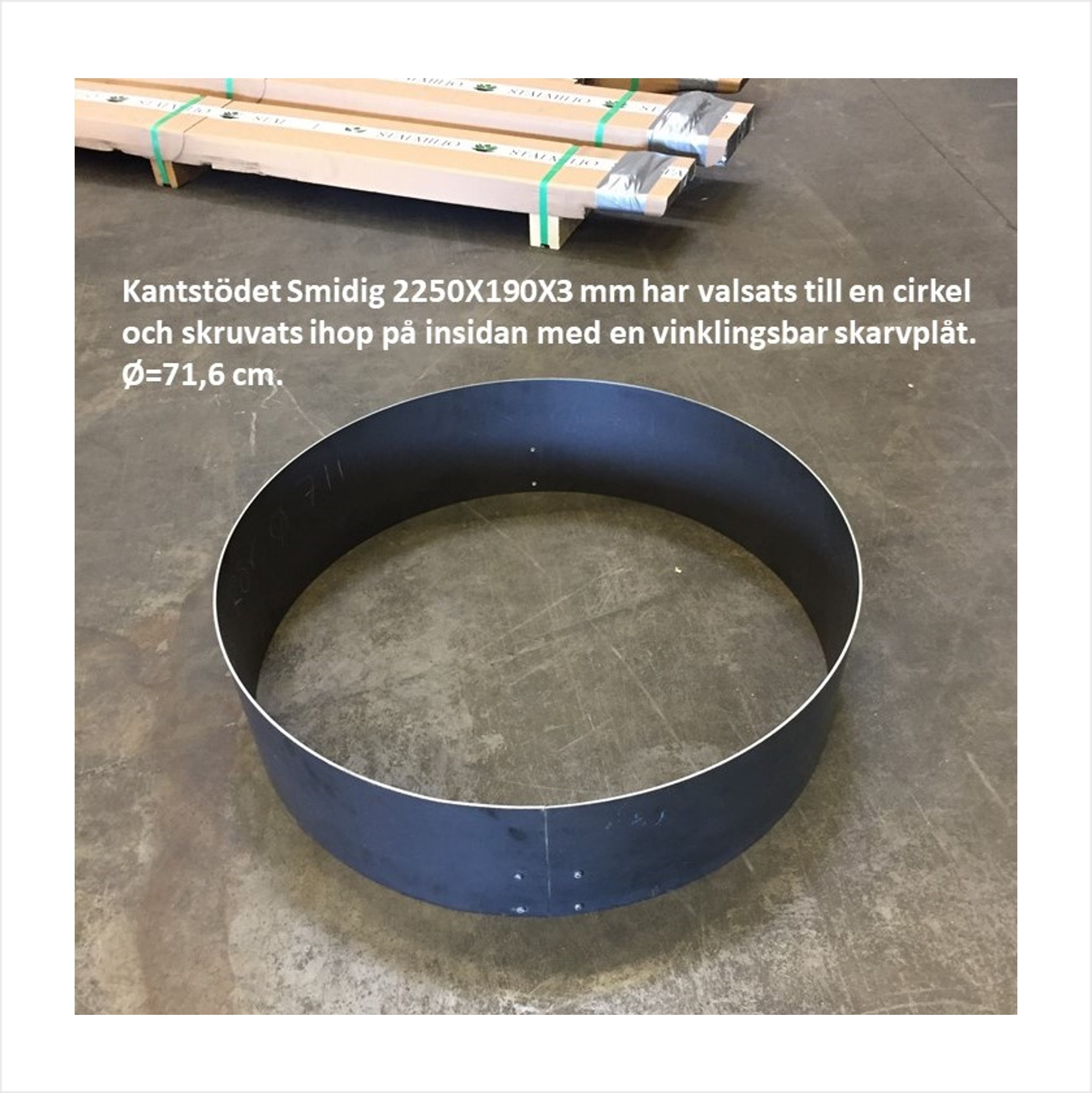 Rundvalsat kantstöd Smidig i cortenplåt