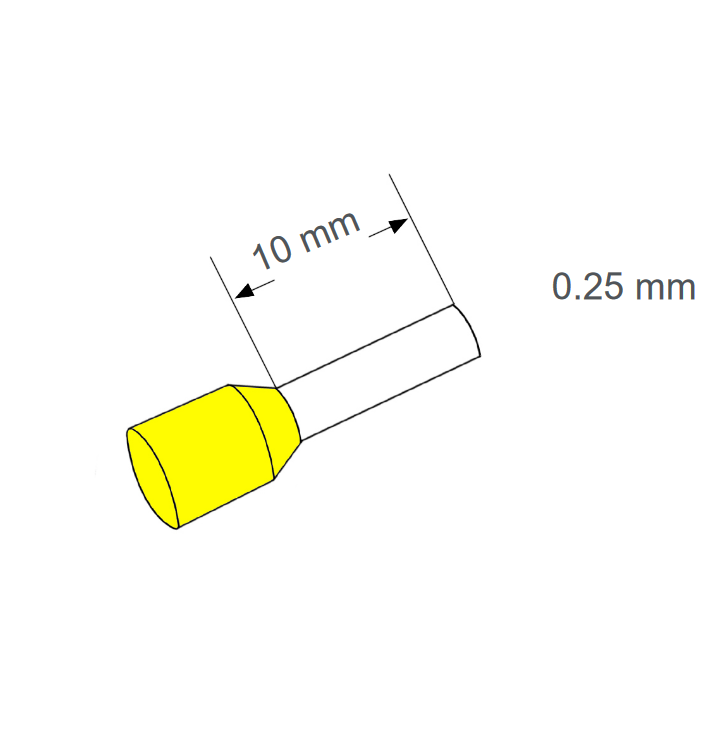 Isolerad ändhylsa, 0.25 mm², Gul, Längd 10mm - 2