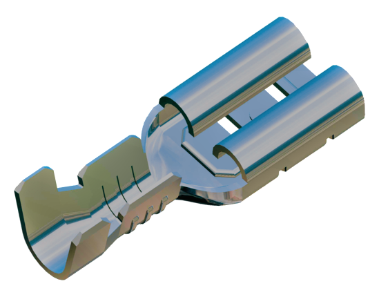 Push on receptacle with tab 6.3x0.8, Brass tin, 0.5 - 1.0 mm²