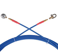 Pulling rod with flat tempered steel wire core, external polypropylene cover, Ø 6 mm