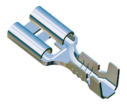 Push on receptacle 6.3x0.8 Linear With tooth - 2,5-4mm² - AWG 14-12 - Brass
