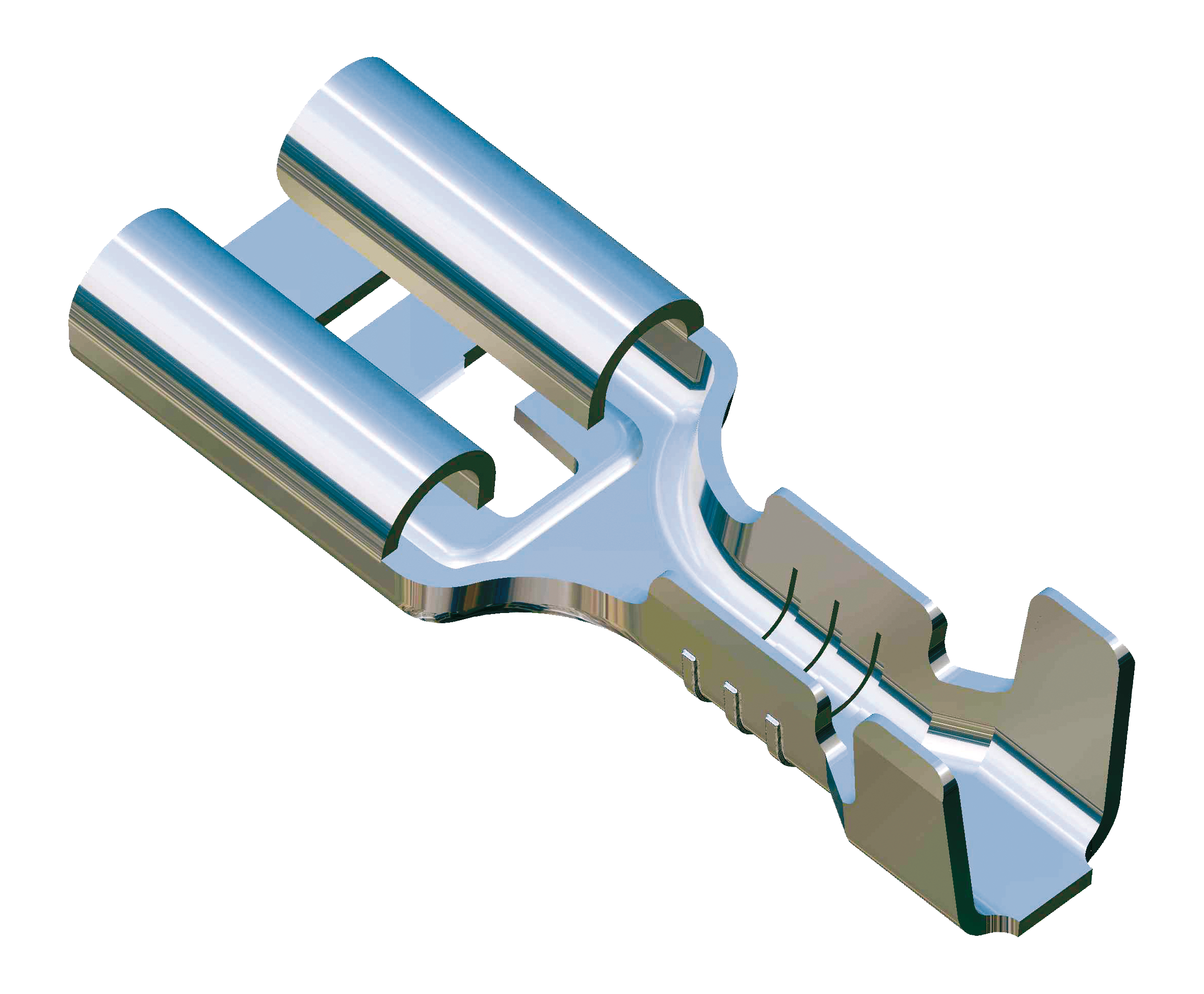 Push on receptacle 6.3x0.8 Linear With tooth - 2,5-4mm² - AWG 14-12 - Brass - Tinned