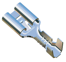 Push on receptacle 6.3x0.8 Linear With tooth and notch - 0,5-1mm² - AWG 20-18 - Brass
