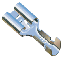 Push on receptacle 6.3x0.8 Linear With tooth and notch - 0,5-1mm² - AWG 20-18 - Brass