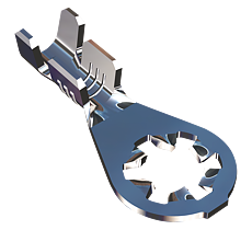 Ring terminal Hole ø4.3 Ø8.7xL20 Toothed hole - 0,5-2mm² - AWG 20-14 - Brass - Tinned