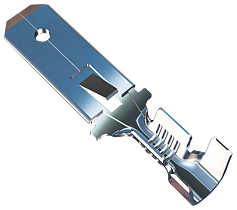 Push on tab 6.3x0.8 Linear With tooth and hole - 0,5-1mm² - AWG 20-18 - Brass