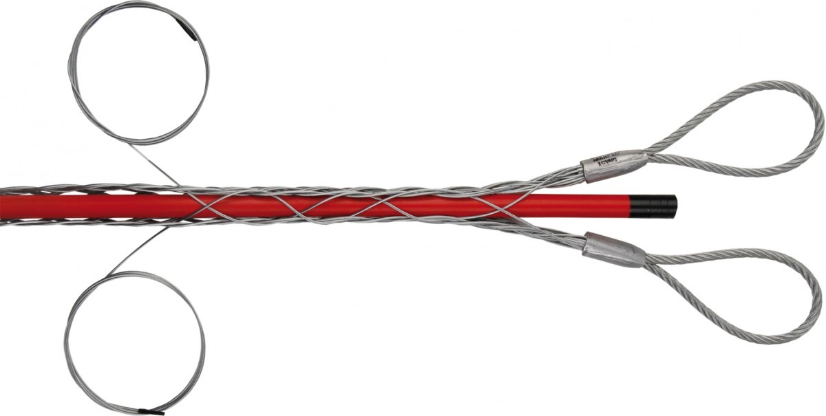 Pulling grips with double eyelets and laterally open