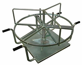 Coil uncoiler with handles and anti overflow beam, Max 700 kg