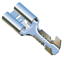 Push on receptacle 6.3x0.8 Linear With tooth and notch