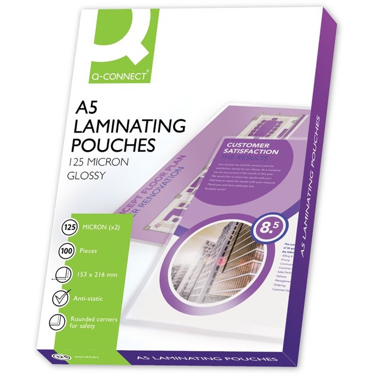Laminointitasku Q-Connect A5 125 mic/100 - 2
