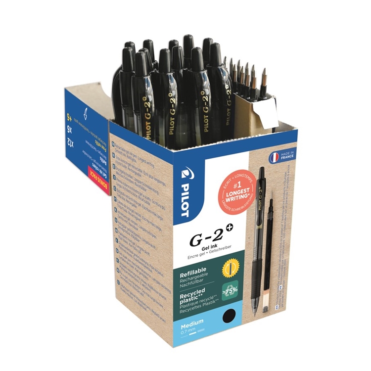 Geelikynä Pilot G-2 M musta / 12 + 12 - 2