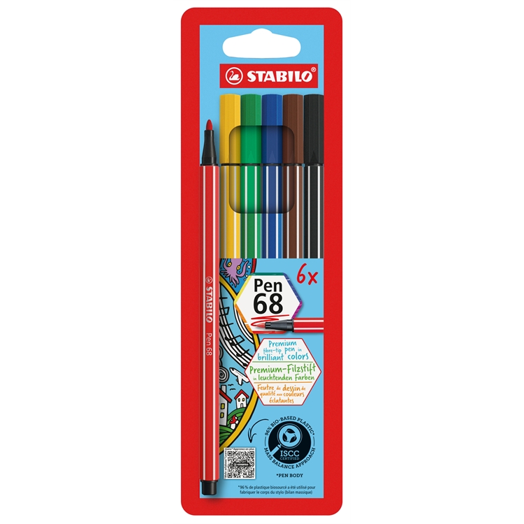 STABILO PEN 6806/PL 6-VÄR KUITUKYNÄ