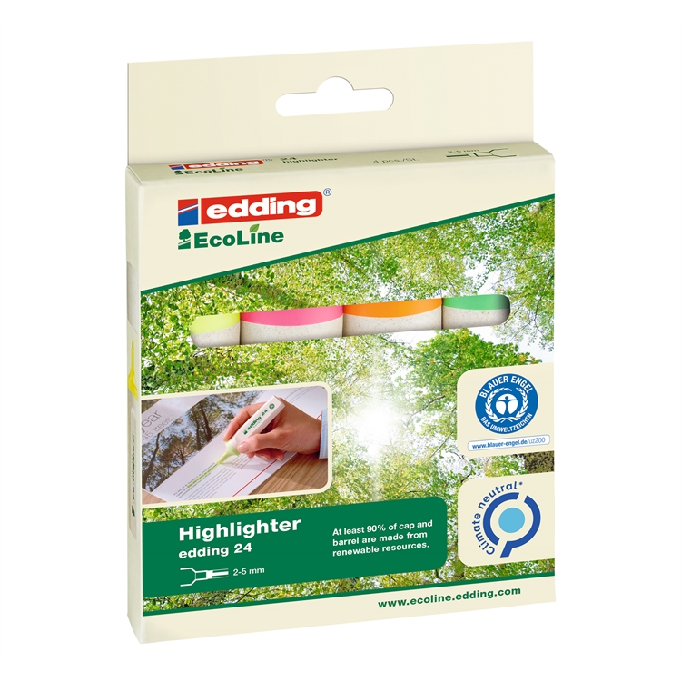 Korostuskynä Edding 24 Ecoline  4väriä - 2