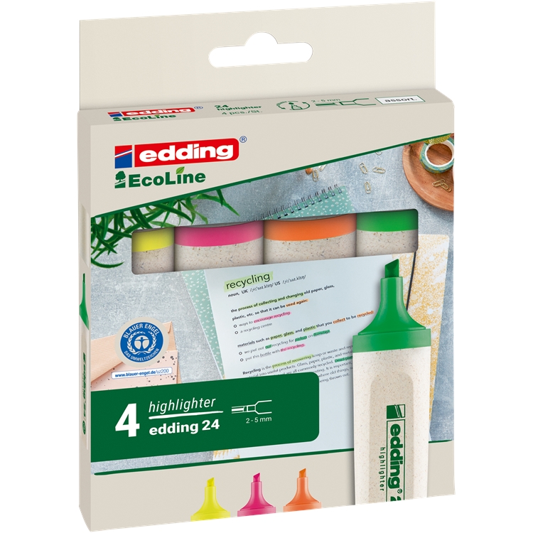 Korostuskynä Edding 24 Ecoline  4väriä