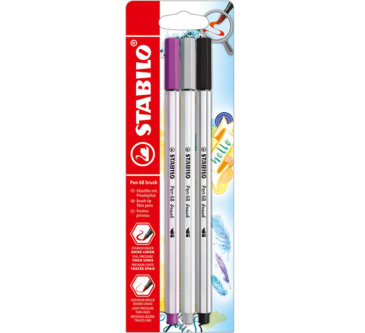 STABILO PEN 68 BRUSH B-55436-10 BLIST/3