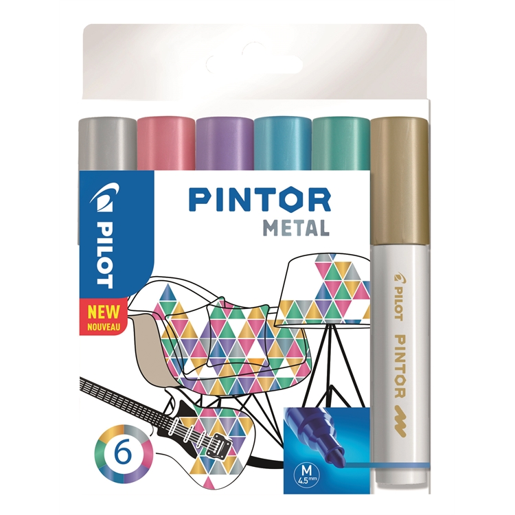 Maalikynä Pilot Pintor M metallimix / 6 - 2