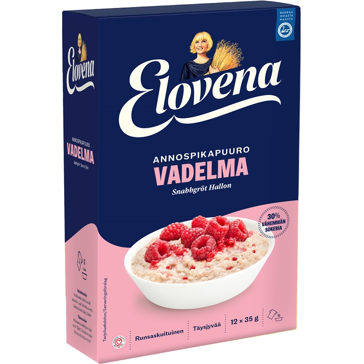 Annospuuro Elovena  vadelma 35g/12 - 2