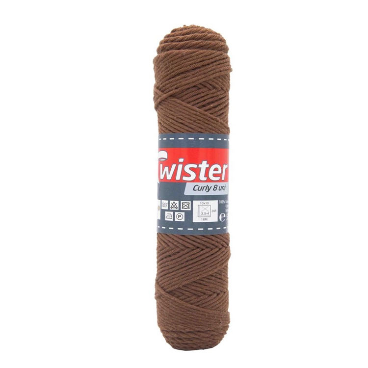 Puuvillalanka Curly ruskea 50g